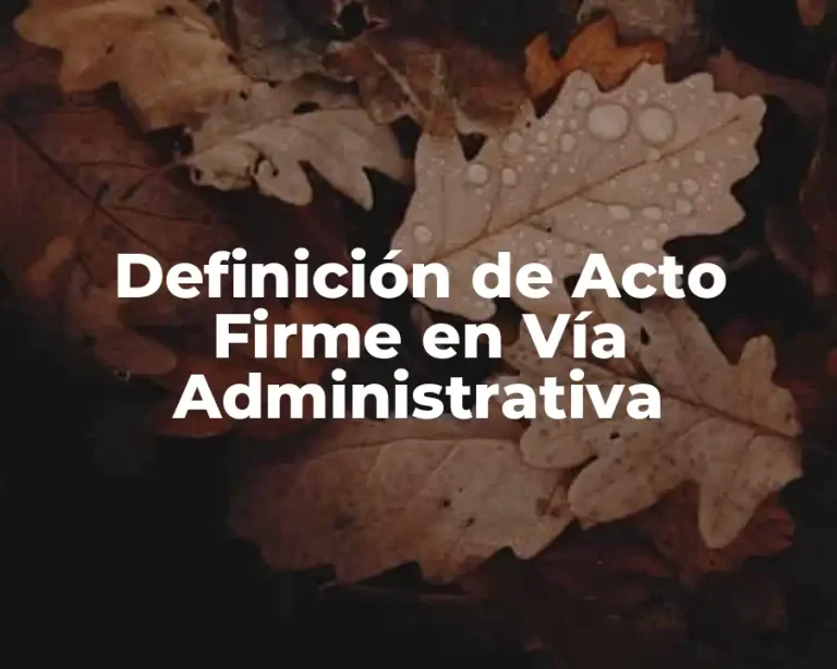 Definición de Acto Firme en Vía Administrativa