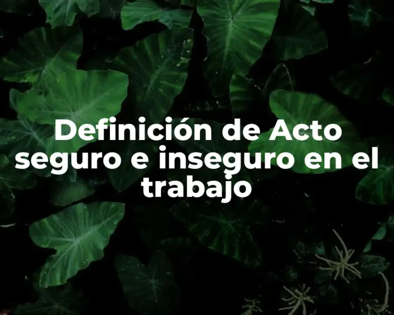 Definición de Acto seguro e inseguro en el trabajo