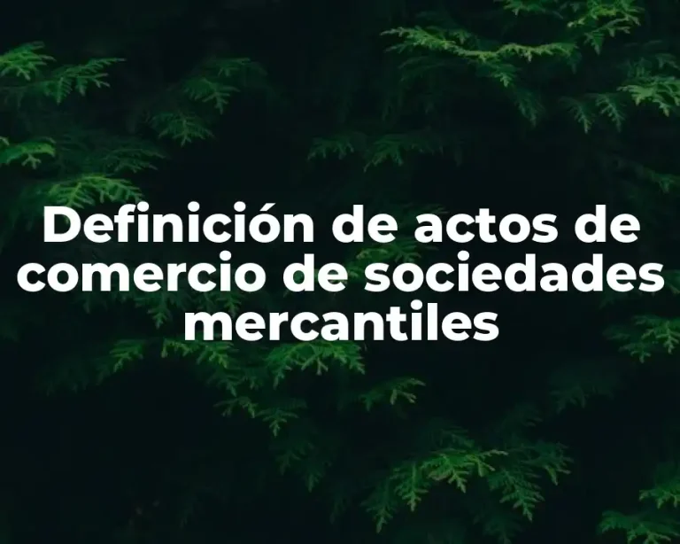 Definición de actos de comercio de sociedades mercantiles