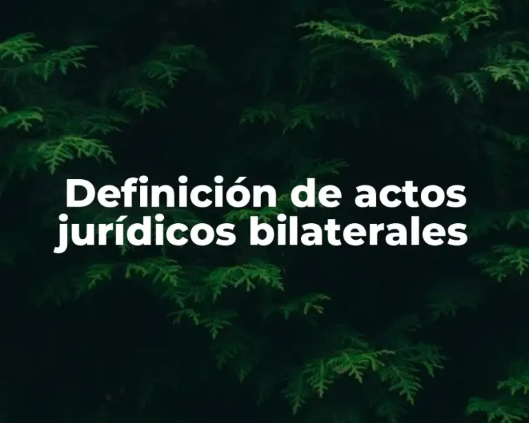 Definición de actos jurídicos bilaterales