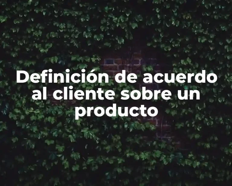 Definición de acuerdo al cliente sobre un producto
