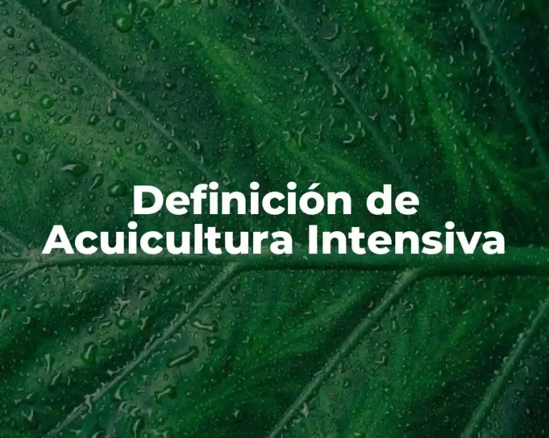 Definición de Acuicultura Intensiva