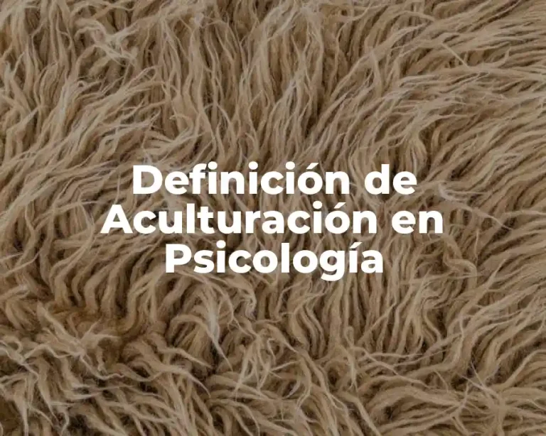 Definición de Aculturación en Psicología