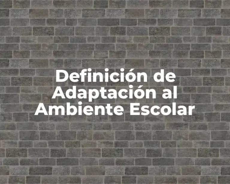 Definición de Adaptación al Ambiente Escolar