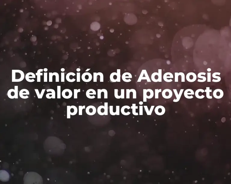 Definición de Adenosis de valor en un proyecto productivo