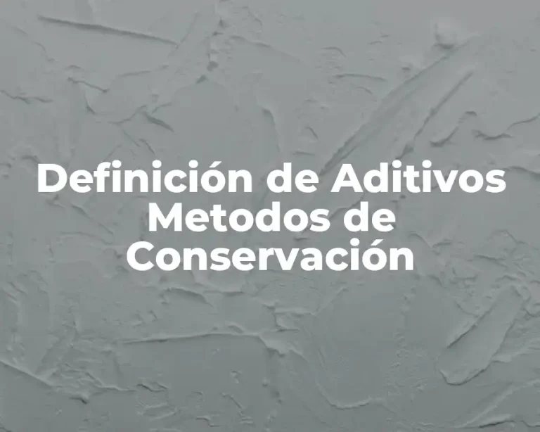 Definición de Aditivos Metodos de Conservación