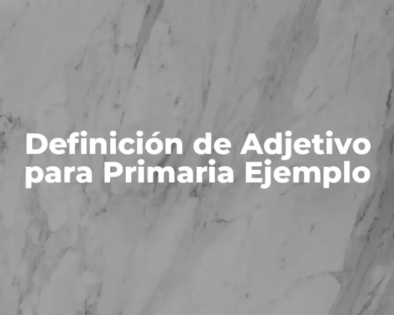 Definición de Adjetivo para Primaria Ejemplo