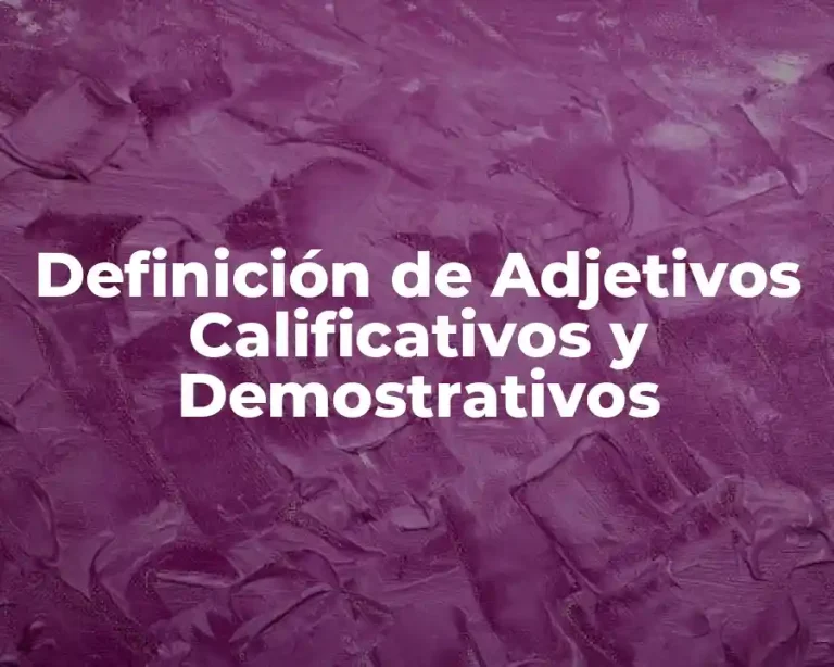Definición de Adjetivos Calificativos y Demostrativos