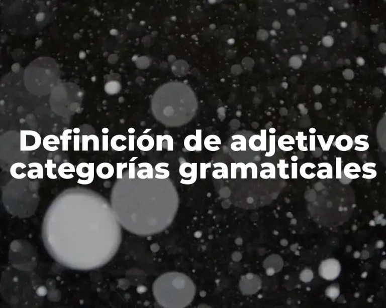 Definición de adjetivos categorías gramaticales