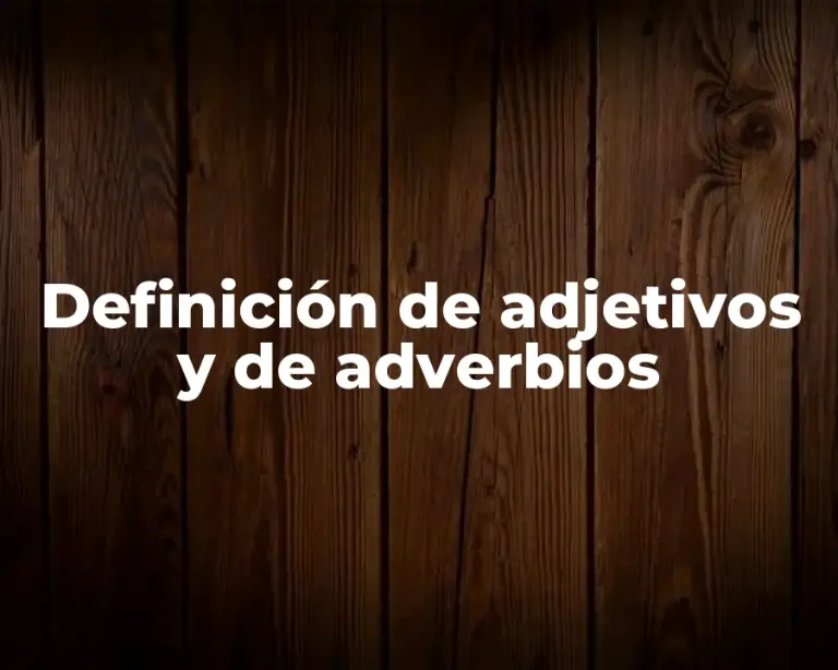 Definición de adjetivos y de adverbios