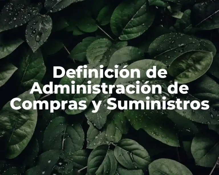 Definición de Administración de Compras y Suministros