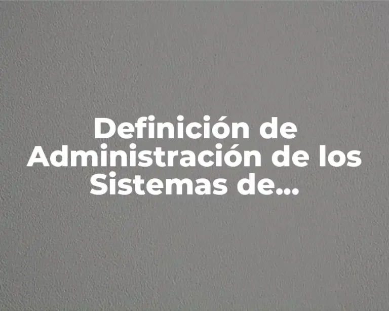 Definición de Administración de los Sistemas de Información