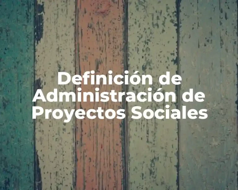 Definición de Administración de Proyectos Sociales