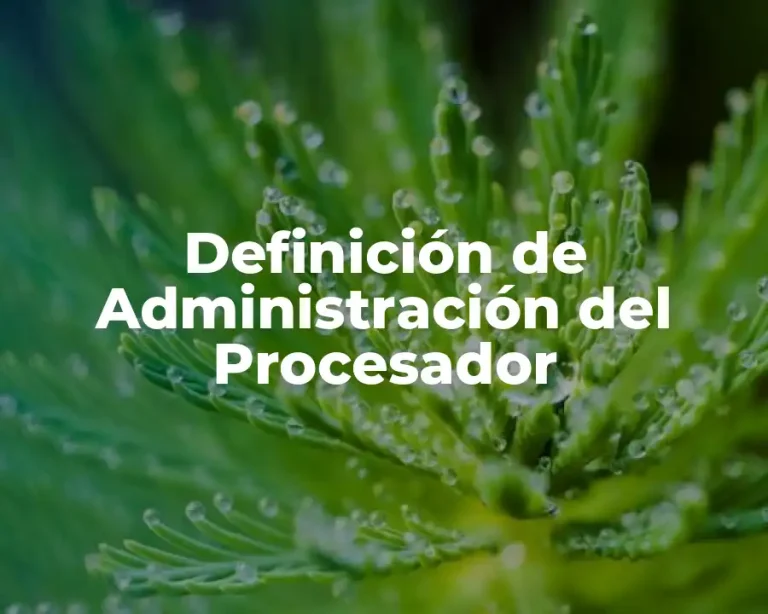 Definición de Administración del Procesador