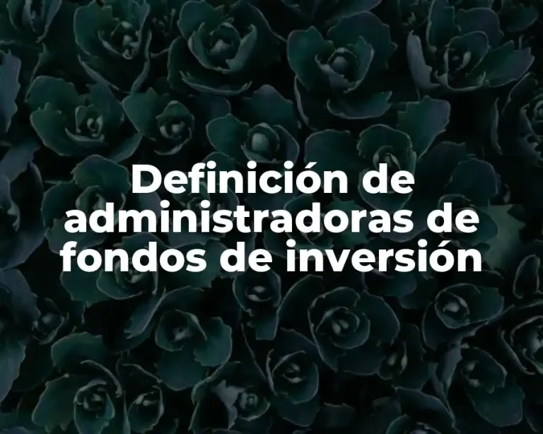 Definición de administradoras de fondos de inversión