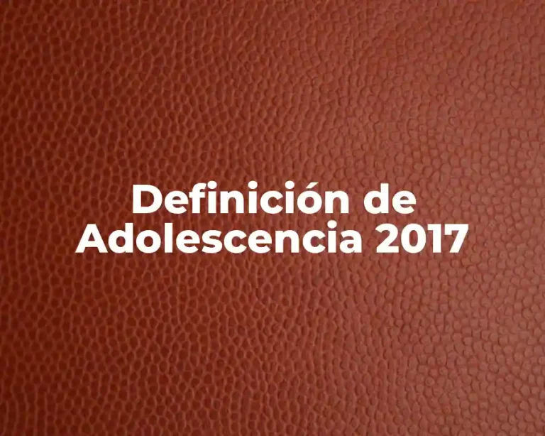 Definición de Adolescencia 2017