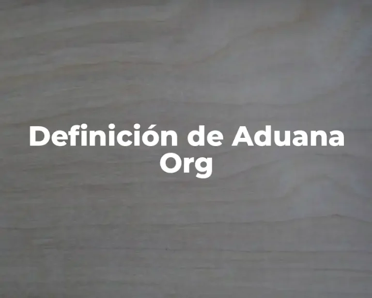 Definición de Aduana Org
