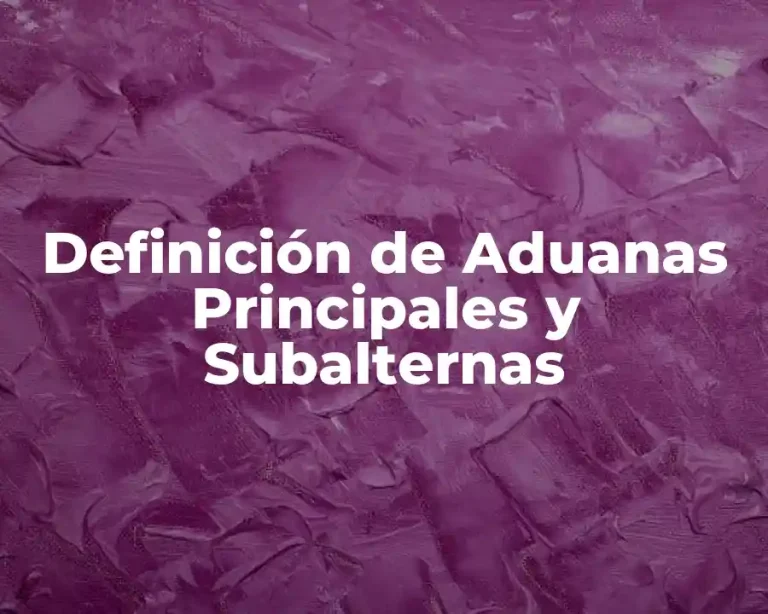Definición de Aduanas Principales y Subalternas