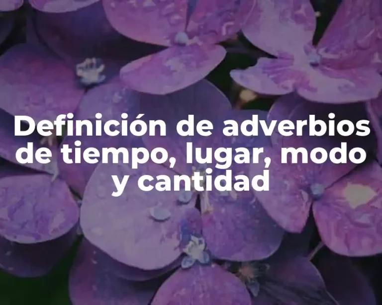 Definición de adverbios de tiempo, lugar, modo y cantidad