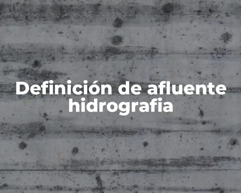 Definición de afluente hidrografia
