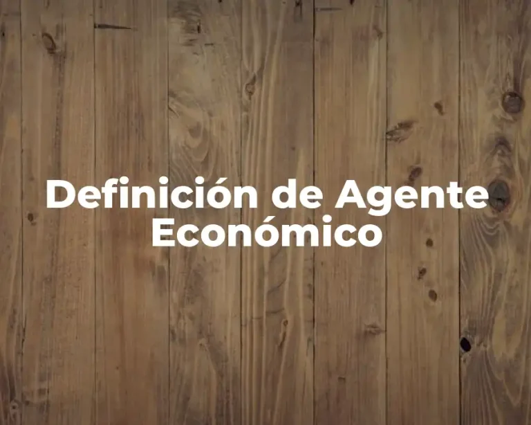 Definición de Agente Económico