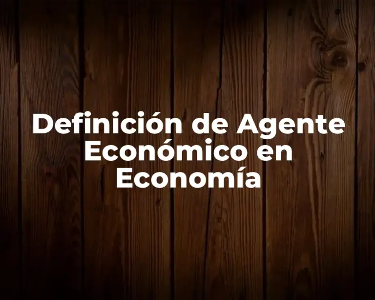 Definición de Agente Económico en Economía