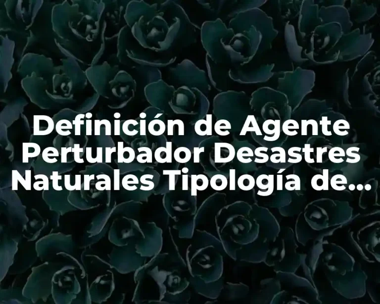 Definición de Agente Perturbador Desastres Naturales Tipología de Calamidades
