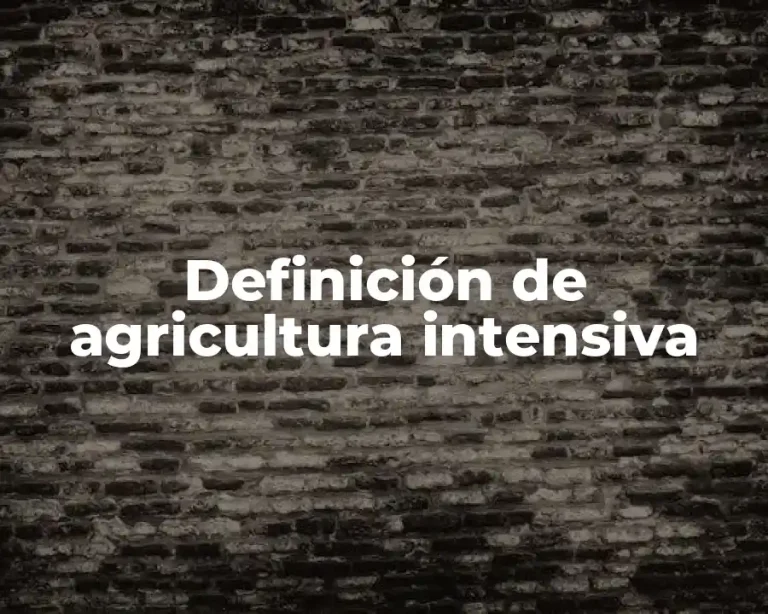Definición de agricultura intensiva