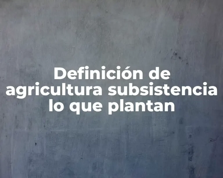 Definición de agricultura subsistencia lo que plantan