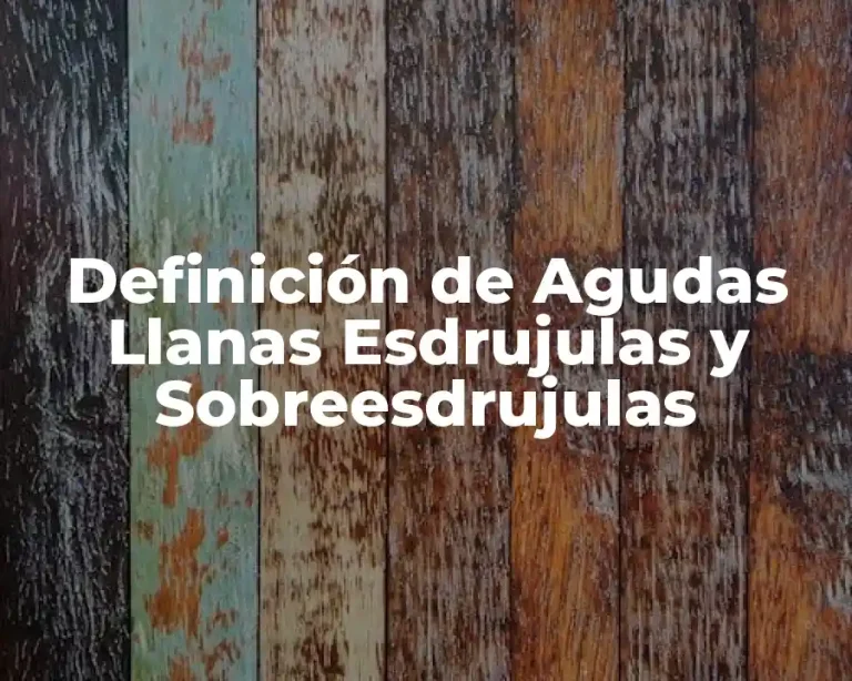 Definición de Agudas Llanas Esdrujulas y Sobreesdrujulas