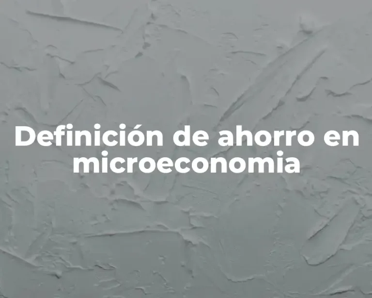 Definición de ahorro en microeconomia