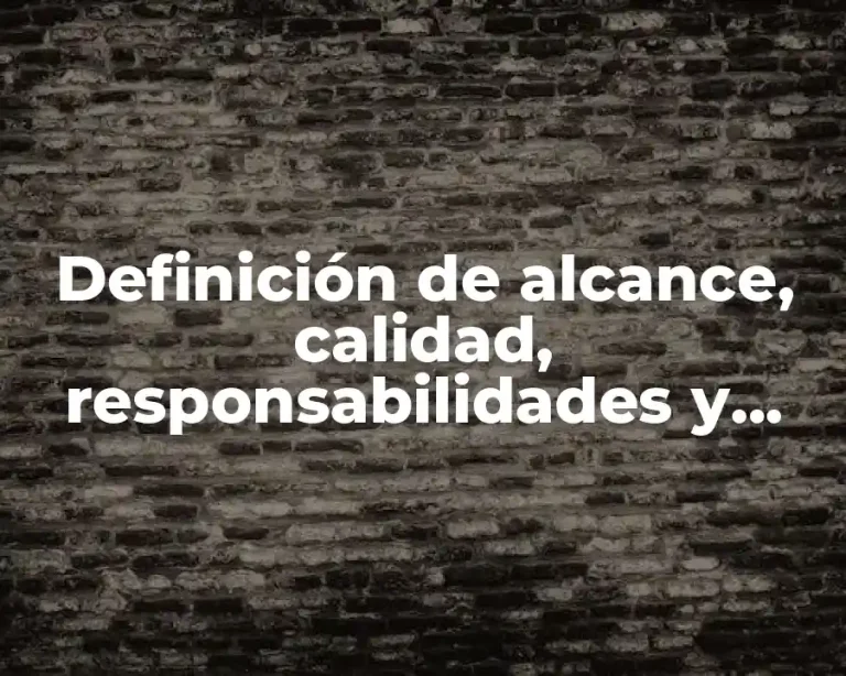 Definición de alcance, calidad, responsabilidades y secuencia de actividades