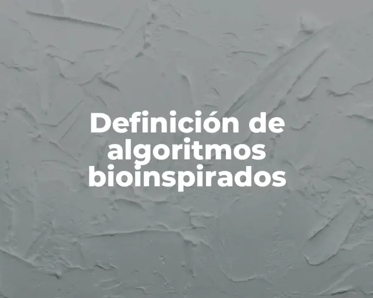 Definición de algoritmos bioinspirados