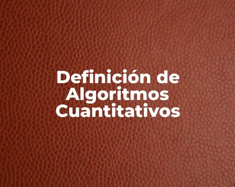 Definición de Algoritmos Cuantitativos