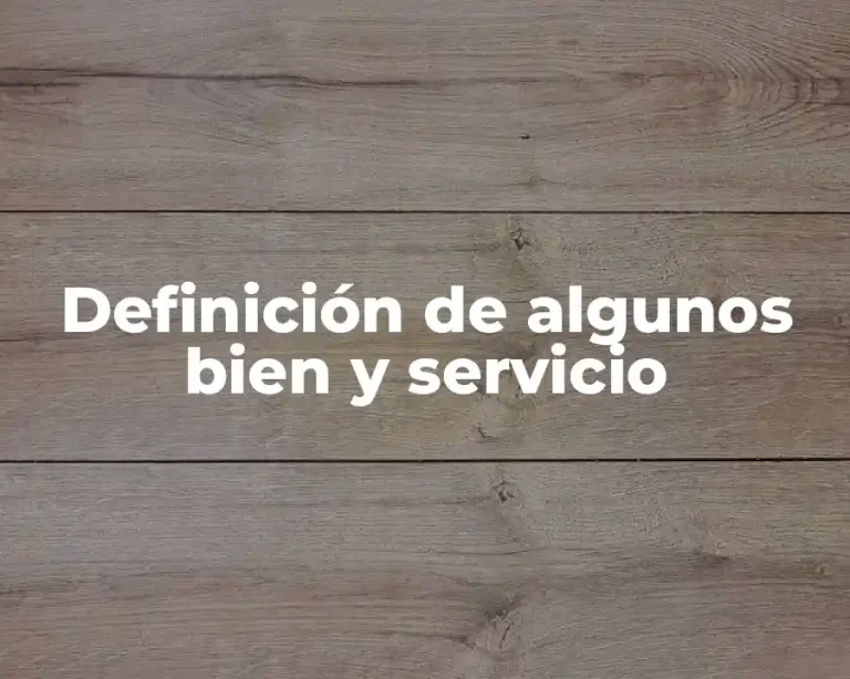 Definición de algunos bien y servicio
