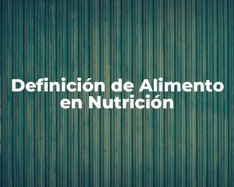 Definición de Alimento en Nutrición