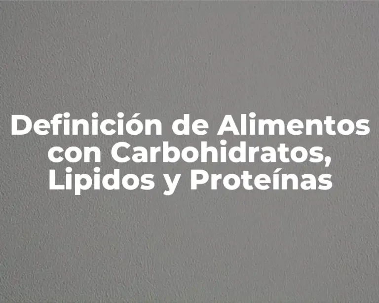 Definición de Alimentos con Carbohidratos, Lipidos y Proteínas