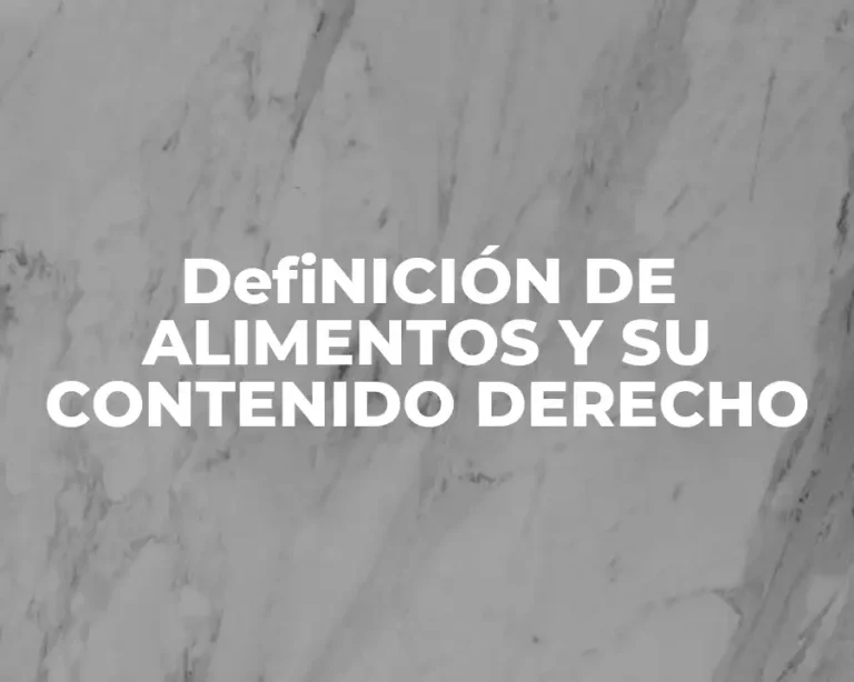 DefiNICIÓN DE ALIMENTOS Y SU CONTENIDO DERECHO