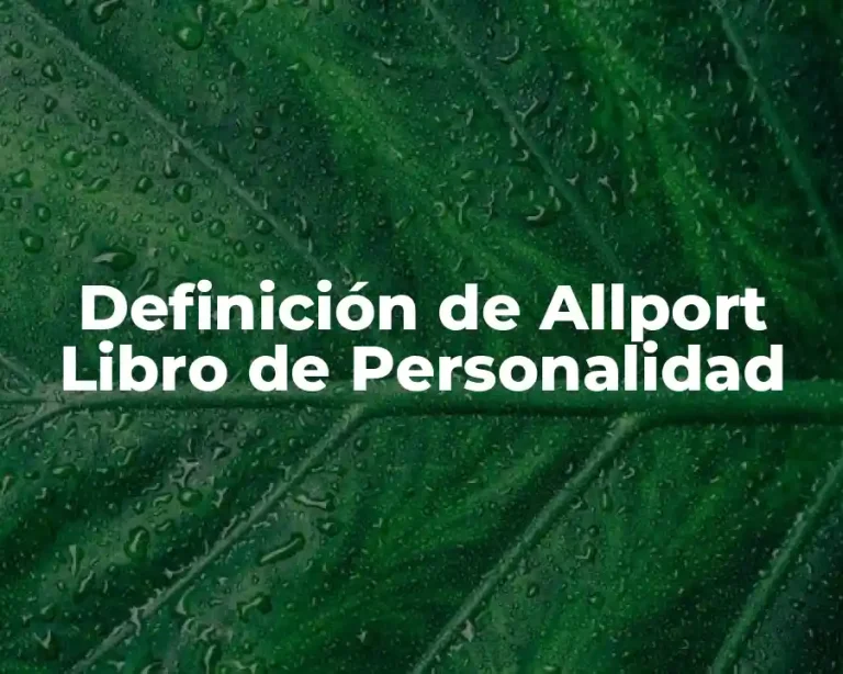 Definición de Allport Libro de Personalidad
