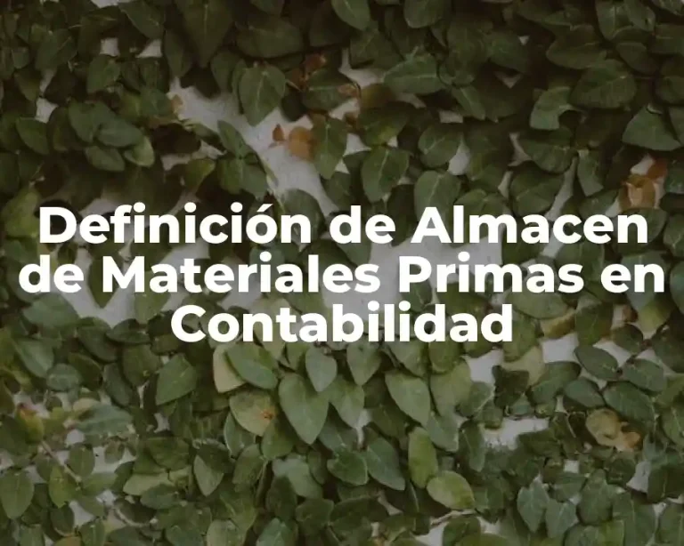 Definición de Almacen de Materiales Primas en Contabilidad