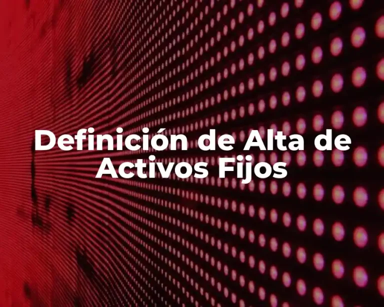 Definición de Alta de Activos Fijos