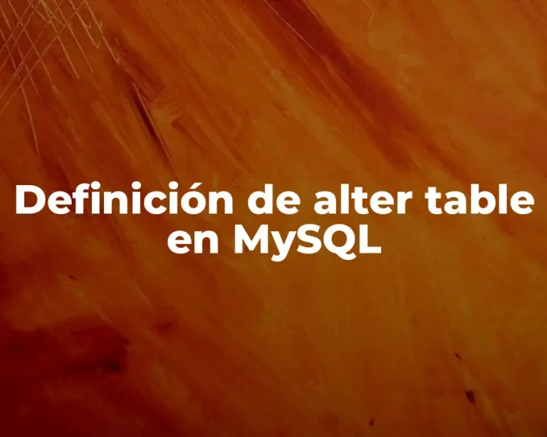 Definición de alter table en MySQL