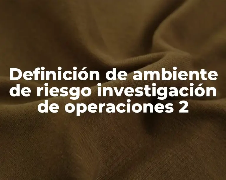 Definición de ambiente de riesgo investigación de operaciones 2