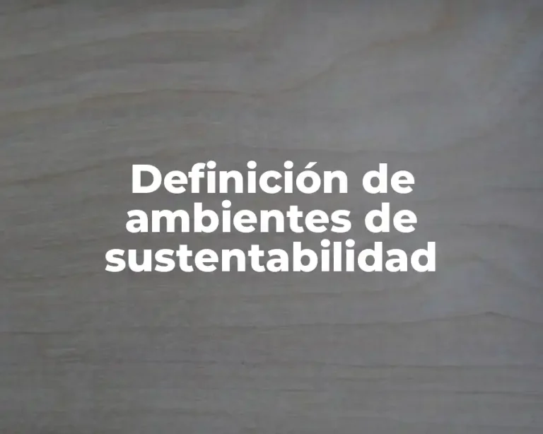 Definición de ambientes de sustentabilidad