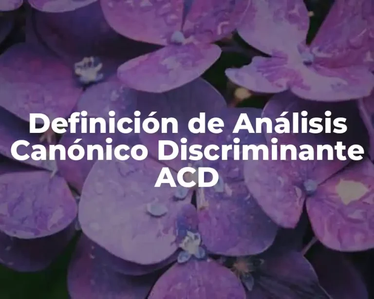 Definición de Análisis Canónico Discriminante ACD