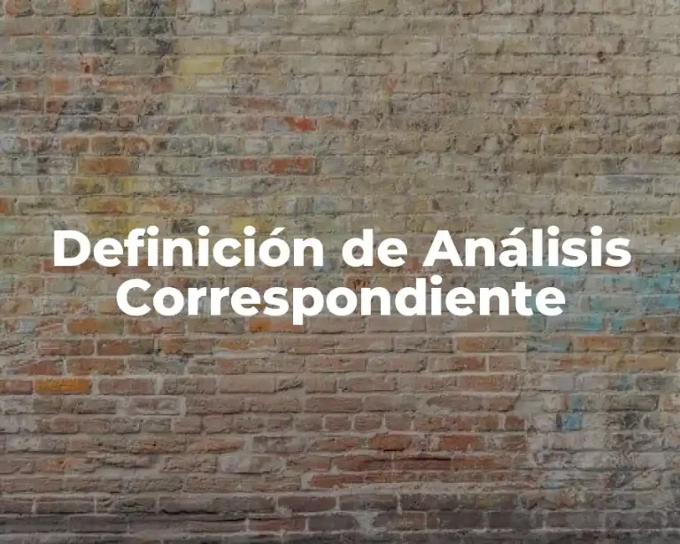 Definición de Análisis Correspondiente