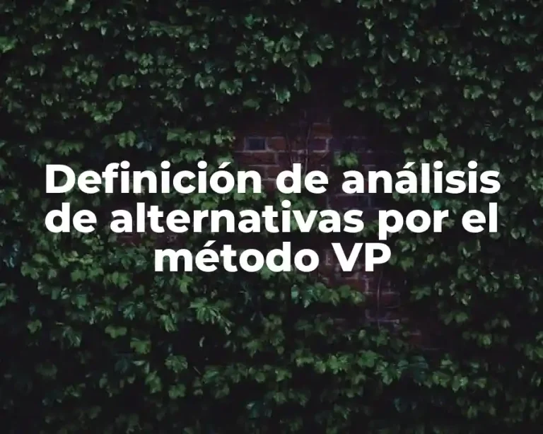Definición de análisis de alternativas por el método VP