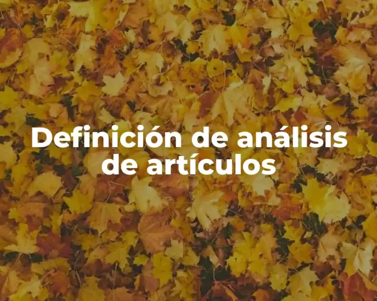 Definición de análisis de artículos