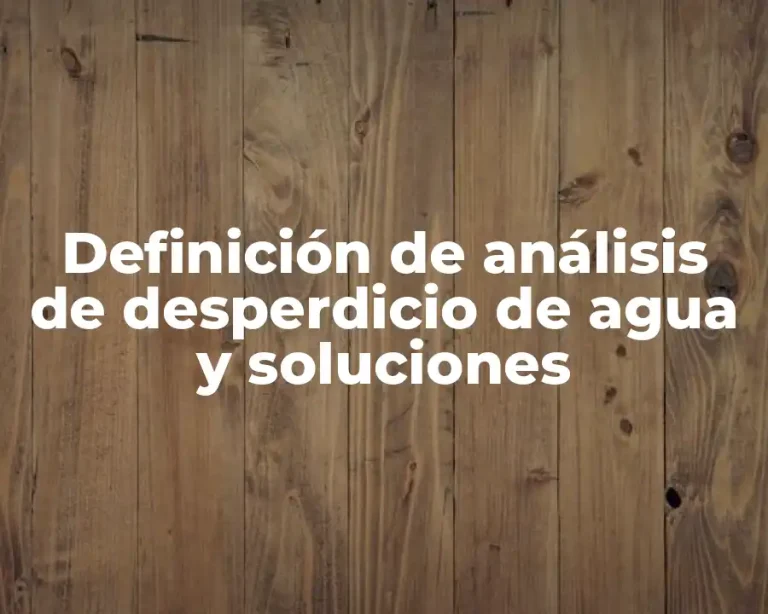 Definición de análisis de desperdicio de agua y soluciones