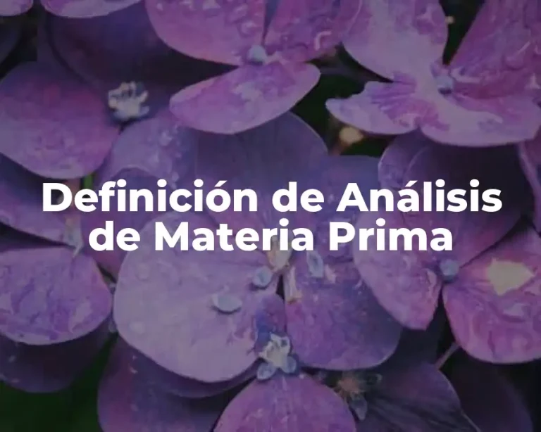 Definición de Análisis de Materia Prima